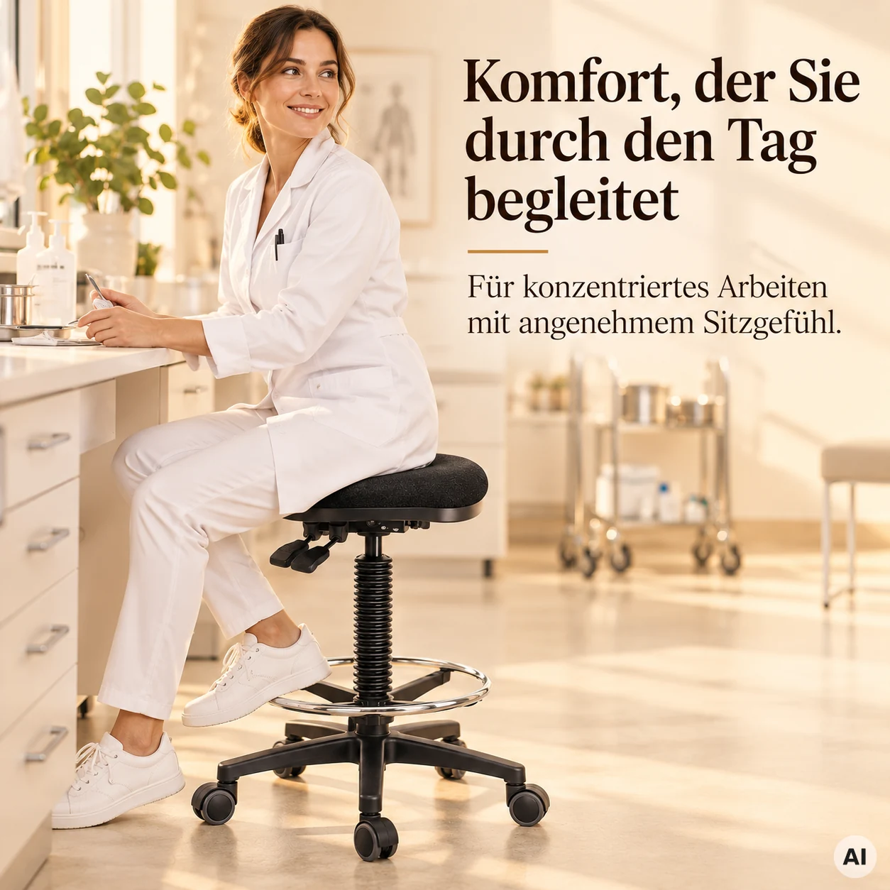 Labor 3 - Bequemer Arbeitshocker mit Fußring